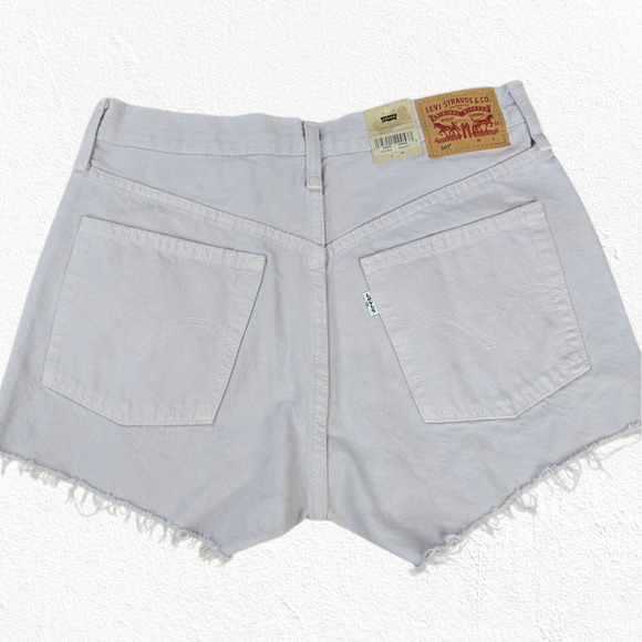 Levi's Washed Lilac High Rise Cutoff 100% Cotton Denim Raw Hem Shorts Size 27 - Picture 10 of 10